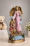 ANGEL DE LA GUARDA FIGURA METALICA EN RESINA DE 12 PULGADAS