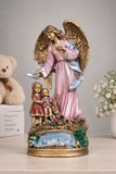 ANGEL DE LA GUARDA FIGURA METALICA EN RESINA DE 12 PULGADAS