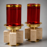 Candeleros para mesa de altar Iglesia 2 piezas Cruz de mármol